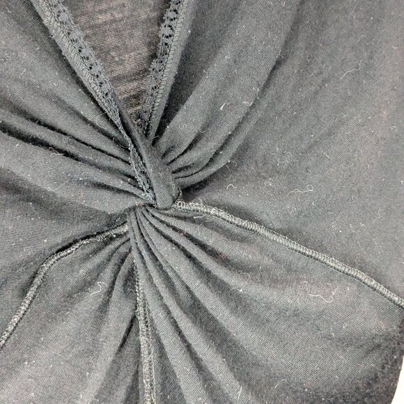 United Colors of Benetton 3/4 Sleeve V-neck Top Black Size Medium - Picture 4 of 4